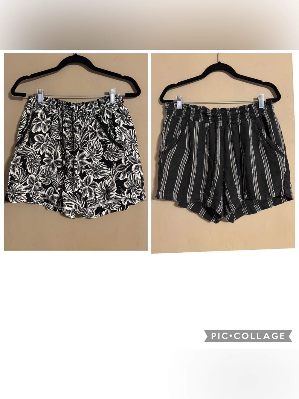 Lot of 2 Women’s Briggs Pull On Black and White Shorts. Both Size M